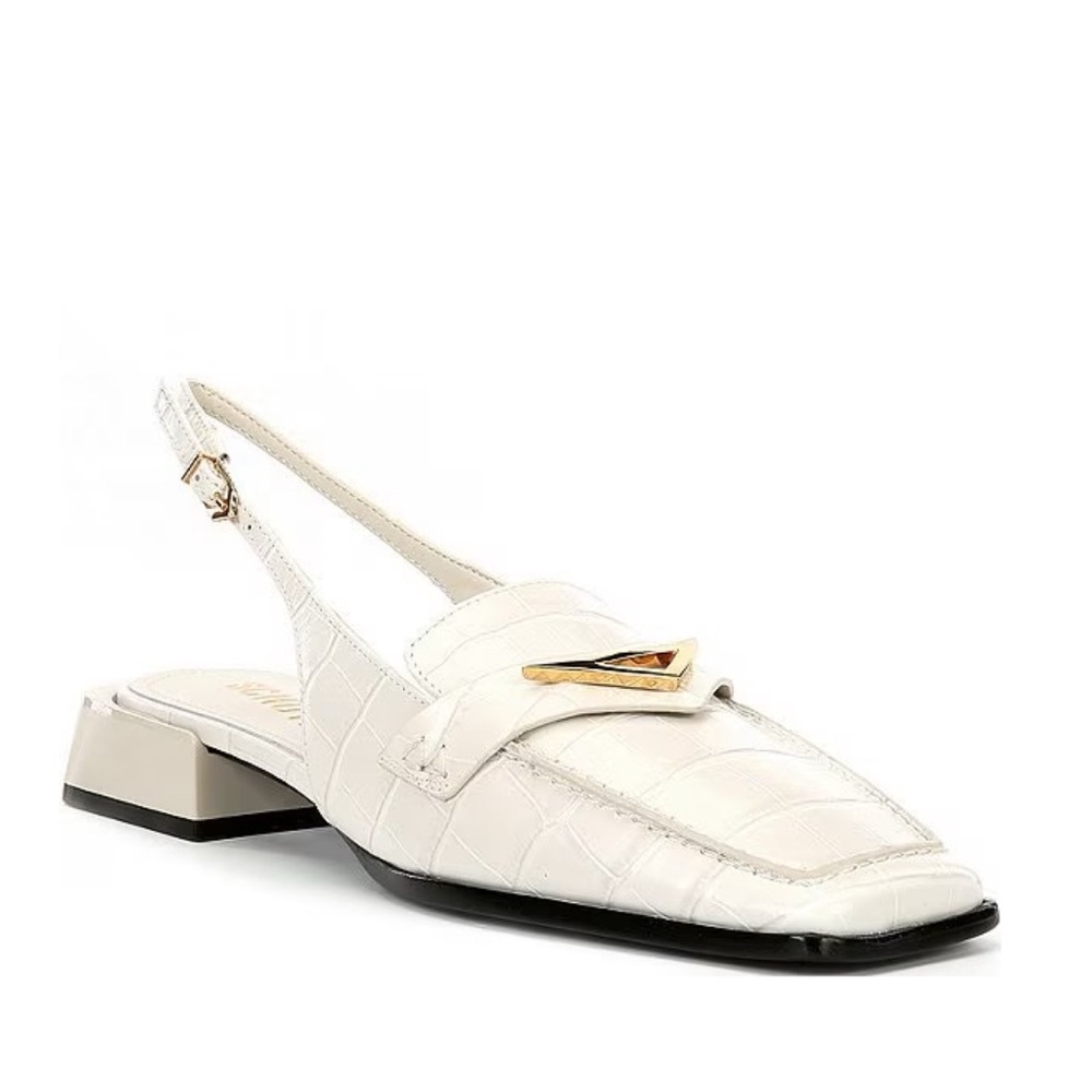 NWT Schutz Arizona Embossed Sling Back Pumps Shoes Block Heel SZ 8.5